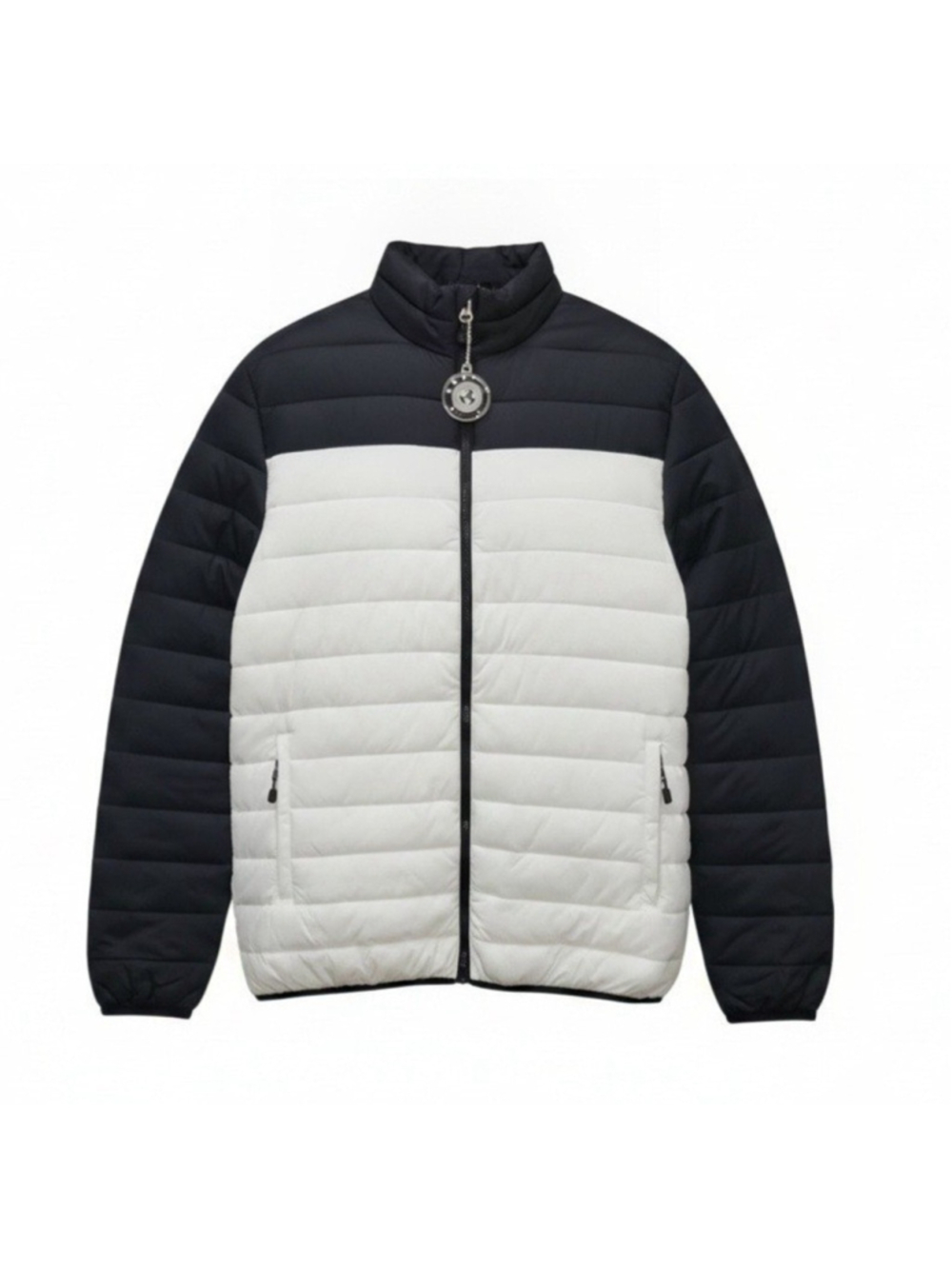 Swiss Tech Men's Colorblock Mock Neck Long-Sleeve Full-Zip Puffer Jacket Size LT